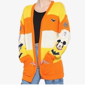 Disney Halloween Mickey Minnie candy corn women’s plus size 2X cardigan sweater